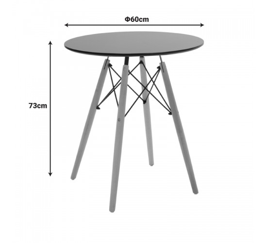 Τραπέζι Julita MDF μαύρο και ξύλο οξιάς σε φυσική απόχρωση Φ60x73εκ Υλικό: MDF - BEECH WOOD - METAL 292-000111