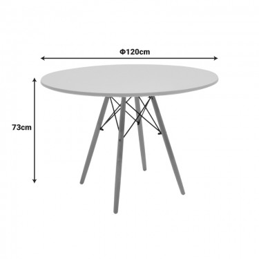 Τραπέζι Julita MDF λευκό και ξύλο οξιάς σε φυσική απόχρωση Φ120x73εκ Υλικό: MDF - BEECH WOOD - METAL 292-000112
