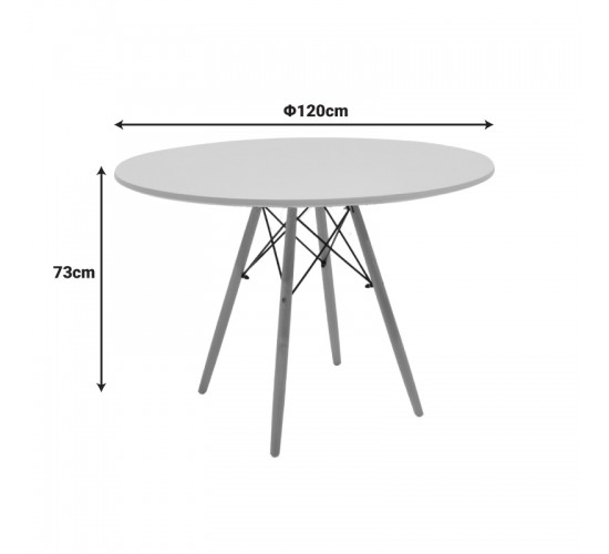 Τραπέζι Julita MDF λευκό και ξύλο οξιάς σε φυσική απόχρωση Φ120x73εκ Υλικό: MDF - BEECH WOOD - METAL 292-000112