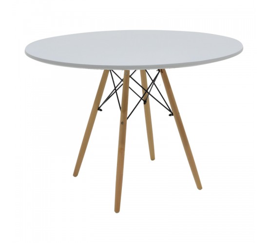 Τραπέζι Julita MDF λευκό και ξύλο οξιάς σε φυσική απόχρωση Φ120x73εκ Υλικό: MDF - BEECH WOOD - METAL 292-000112