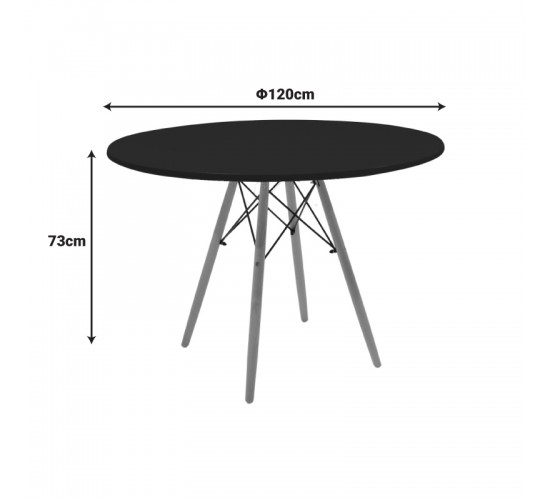 Τραπέζι Julita MDF μαύρο και ξύλο οξιάς σε φυσική απόχρωση Φ120x73εκ Υλικό: MDF - BEECH WOOD - METAL 292-000113