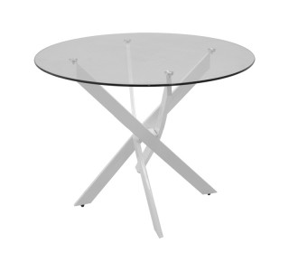 Τραπέζι Antoro γυαλί και μεταλλικά πόδια σε λευκή απόχρωση Φ80x75εκ Υλικό: METAL-GLASS 292-000114