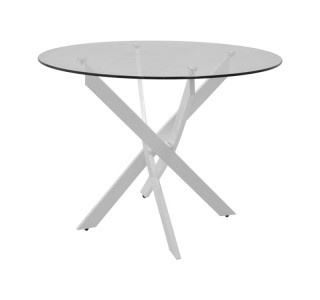 Τραπέζι Antoro γυαλί και μεταλλικά πόδια σε λευκή απόχρωση Φ80x75εκ Υλικό: METAL-GLASS 292-000114
