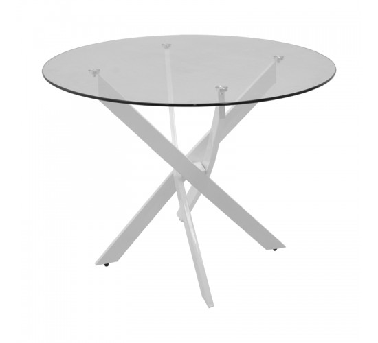 Τραπέζι Antoro γυαλί και μεταλλικά πόδια σε λευκή απόχρωση Φ100x75εκ Υλικό: METAL-GLASS 292-000115