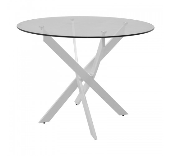 Τραπέζι Antoro γυαλί και μεταλλικά πόδια σε λευκή απόχρωση Φ100x75εκ Υλικό: METAL-GLASS 292-000115