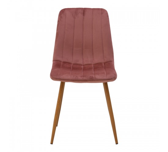 Καρέκλα Noor βελούδο σάπιο μήλο - πόδια σε φυσική απόχρωση 44x53x86εκ Υλικό: METAL-FABRIC 292-000118