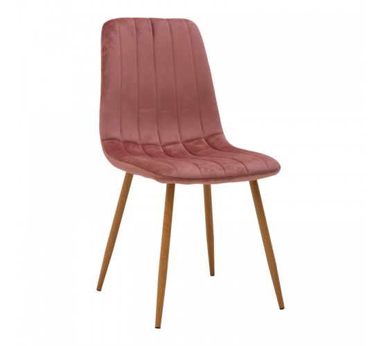 Καρέκλα Noor βελούδο σάπιο μήλο - πόδια σε φυσική απόχρωση 44x53x86εκ Υλικό: METAL-FABRIC 292-000118