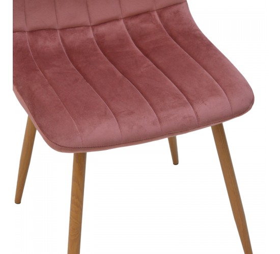 Καρέκλα Noor βελούδο σάπιο μήλο - πόδια σε φυσική απόχρωση 44x53x86εκ Υλικό: METAL-FABRIC 292-000118