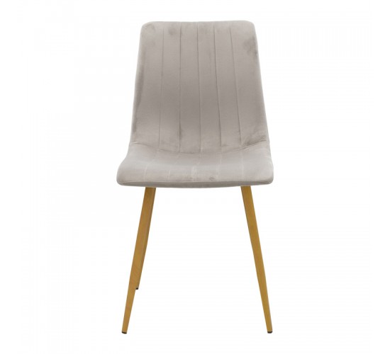 Καρέκλα Noor βελούδο γκρι - πόδια σε φυσική απόχρωση 44x53x86εκ Υλικό: METAL-FABRIC 292-000119
