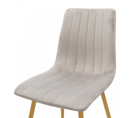 Καρέκλα Noor βελούδο γκρι - πόδια σε φυσική απόχρωση 44x53x86εκ Υλικό: METAL-FABRIC 292-000119