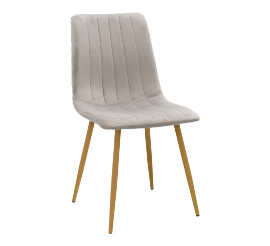 Καρέκλα Noor βελούδο γκρι - πόδια σε φυσική απόχρωση 44x53x86εκ Υλικό: METAL-FABRIC 292-000119