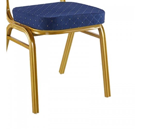 Καρέκλα συνεδρίου Hilton στοιβαζόμενη ύφασμα μπλε-μέταλλο χρυσό 40x42x92εκ Υλικό: FABRIC - SRONGE - METAL - STEEL PIPE 1MM - SEAT THICKNESS 6MM 294-000002
