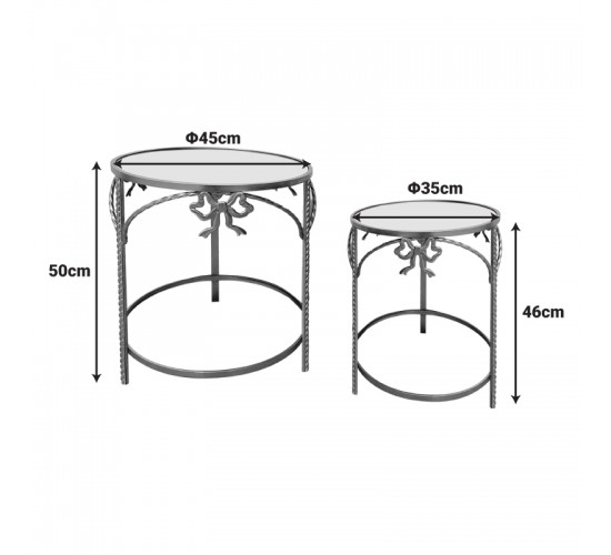 Βοηθητικό τραπέζι Frensia Inart σετ 2τεμ  μέταλλο σε χρυσή απόχρωση Υλικό: METAL 295-000031
