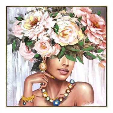 Πίνακας σε καμβά Flowergirl Inart 82x4.5x82εκ Υλικό: FIR WOOD - CANVAS 296-000006