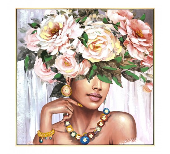 Πίνακας σε καμβά Flowergirl Inart 82x4.5x82εκ Υλικό: FIR WOOD - CANVAS 296-000006