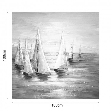 Πίνακας σε καμβά Sailer I Inart 100x3x100εκ Υλικό: FIR WOOD - CANVAS 296-000026