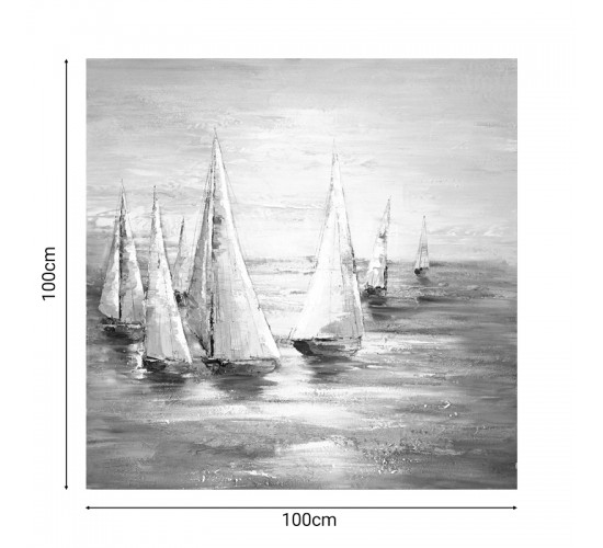 Πίνακας σε καμβά Sailer I Inart 100x3x100εκ Υλικό: FIR WOOD - CANVAS 296-000026