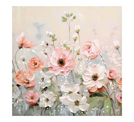 Πίνακας σε καμβά Rozy I Inart 80x3x80εκ Υλικό: FIR WOOD - CANVAS 296-000043