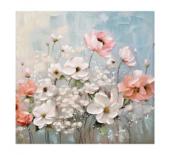 Πίνακας σε καμβά Rozy II Inart 80x3x80εκ Υλικό: FIR WOOD - CANVAS 296-000044