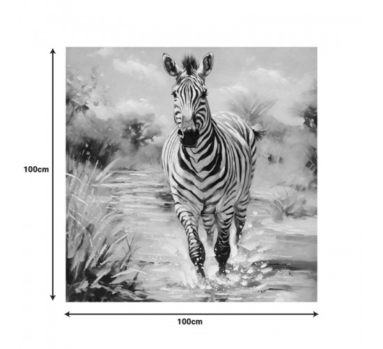 Πίνακας σε καμβά Zebrero Inart 100x3x100εκ Υλικό: FIR WOOD - CANVAS 296-000050