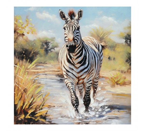 Πίνακας σε καμβά Zebrero Inart 100x3x100εκ Υλικό: FIR WOOD - CANVAS 296-000050