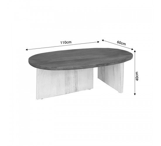 Τραπέζι σαλονιού Simplicity Inart white wash-φυσικό μασίφ ξύλο ακακίας 110x60x40εκ Υλικό: WOOD ACACIA 297-000001
