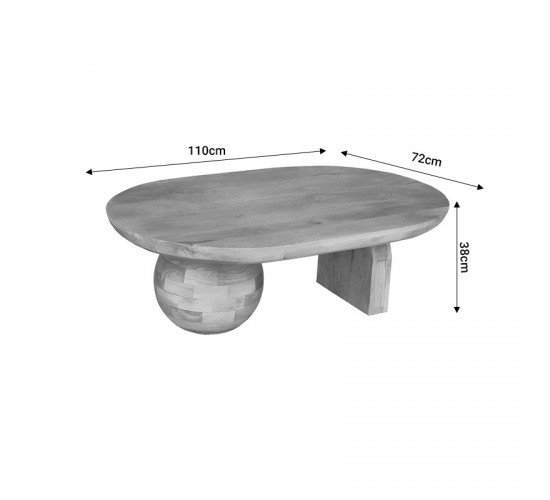 Τραπέζι σαλονιού Kane Inart φυσικό μασίφ ξύλο ακακίας 110x72x38εκ Υλικό: WOOD ACACIA 297-000003