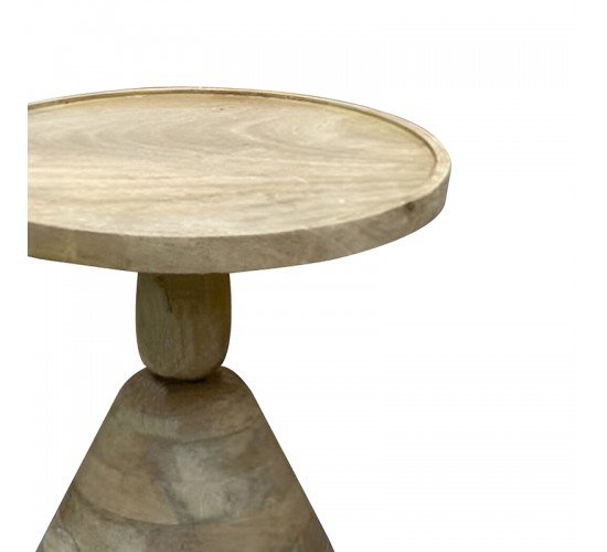 Βοηθητικό τραπέζι Spello Inart white wash-φυσικό μασίφ mango ξύλο Φ38x46εκ Υλικό: MANGO 297-000009