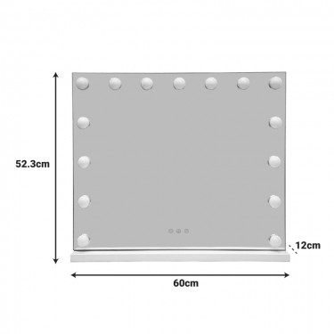Καθρέπτης Led Hollywood μέταλλο λευκό 60x12x52.3εκ Υλικό: GLASS -IRON 298-000050