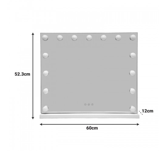 Καθρέπτης Led Hollywood Inart μέταλλο λευκό 60x12x52.3εκ Υλικό: GLASS -IRON 298-000050