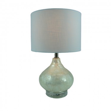 Επιτραπέζιο φωτιστικό Guidance Inart Ε27 λευκό γυαλί-λευκό ύφασμα Φ25x41εκ Υλικό: GLASS - CAPIZ 300-000002