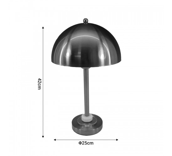 Επιτραπέζιο φωτιστικό Lustrous Inart Ε27 ασημί μέταλλο Φ25x42εκ Υλικό: METAL 300-000005