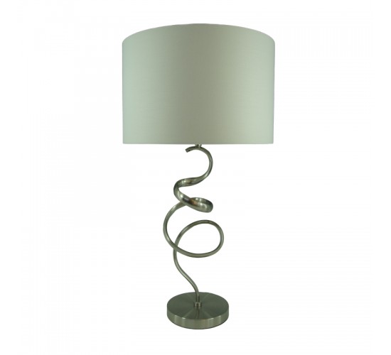 Επιτραπέζιο φωτιστικό Valou Inart Ε27 ασημί αλουμινίου-λευκό ύφασμα Φ35x65εκ Υλικό: ALUMINIUM-POLYESTER 300-000013