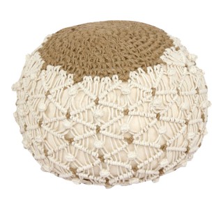 Σκαμπό-πουφ Boha Inart γιούτα σε κίτρινη και λευκή απόχρωση Φ40x30εκ Υλικό: 70%  COTTON - 30%  JUTE 302-000031