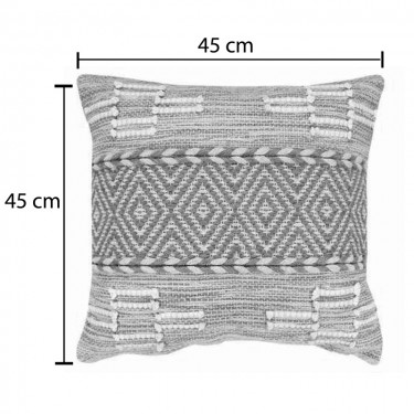 Μαξιλάρι Mitto Inart γιούτα-βαμβάκι σε μπεζ-λευκό απόχρωση 45x45x2εκ Υλικό: COTTON-JUTE 302-000046