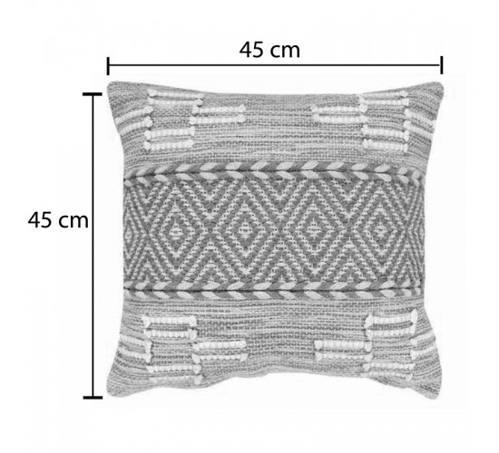Μαξιλάρι Mitto Inart γιούτα-βαμβάκι σε μπεζ-λευκό απόχρωση 45x45x2εκ Υλικό: COTTON-JUTE 302-000046