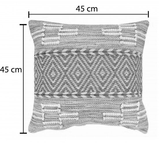 Μαξιλάρι Mitto Inart γιούτα-βαμβάκι σε μπεζ-λευκό απόχρωση 45x45x2εκ Υλικό: COTTON-JUTE 302-000046