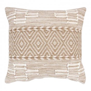 Μαξιλάρι Mitto Inart γιούτα-βαμβάκι σε μπεζ-λευκό απόχρωση 45x45x2εκ Υλικό: COTTON-JUTE 302-000046