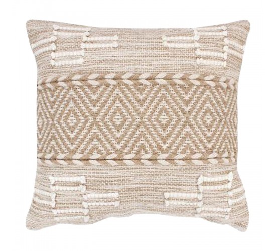 Μαξιλάρι Mitto Inart γιούτα-βαμβάκι σε μπεζ-λευκό απόχρωση 45x45x2εκ Υλικό: COTTON-JUTE 302-000046