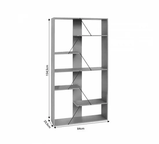 Βιβλιοθήκη Tars γκρι-μαύρο 84x25.5x154.5εκ Υλικό: 15mmMDF PVC 304-000010 Βιβλιοθήκη Tars γκρι-μαύρο 84x25.5x154.5εκ Υλικό: 15mmMDF PVC 304-000010