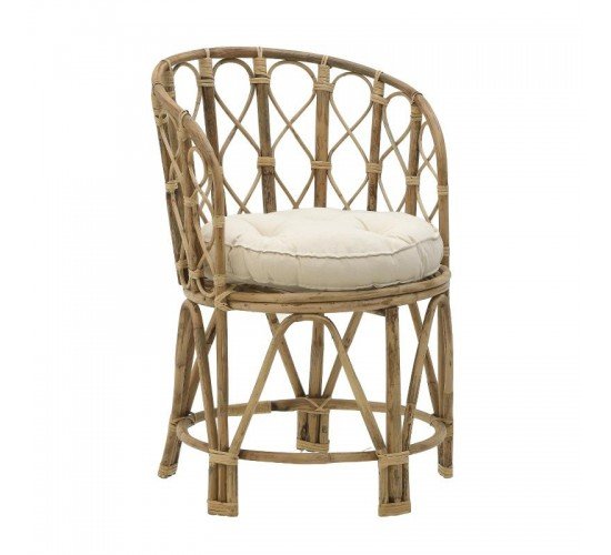 Πολυθρόνα Rostan Inart φυσικό rattan με μαξιλάρι 60x46x80εκ Υλικό: CANE 309-000001