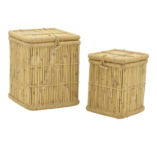 Καλάθι απλύτων Dremia Inart σετ 2 τεμαχίων φυσικό μπαμπού Υλικό: BAMBBO-ROPE 309-000013