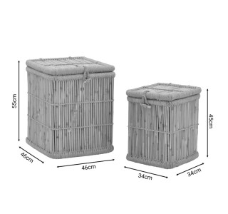 Καλάθι απλύτων Dremia Inart σετ 2 τεμαχίων φυσικό μπαμπού Υλικό: BAMBBO-ROPE 309-000013