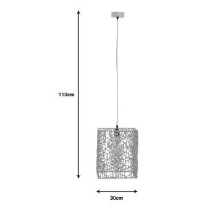 Φωτιστικό οροφής Dorotan Inart E27 φυσικό 30x27x110εκ Υλικό: MILD STEEL  AND PAPPER GRASS 311-000001