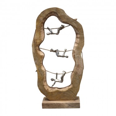 Επιτραπέζιο διακοσμητικό Lardo Inart φυσικό μάνγκο ξύλο-αλουμίνιο 29x10x57εκ Υλικό: MANGO WOOD - ALUMINUM 312-000001