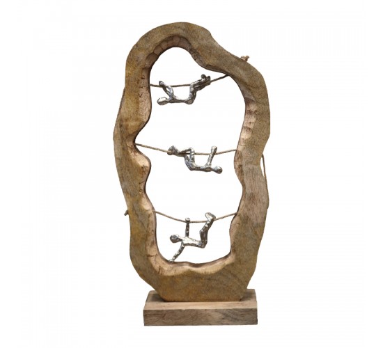 Επιτραπέζιο διακοσμητικό Lardo Inart φυσικό μάνγκο ξύλο-αλουμίνιο 29x10x57εκ Υλικό: MANGO WOOD - ALUMINUM 312-000001