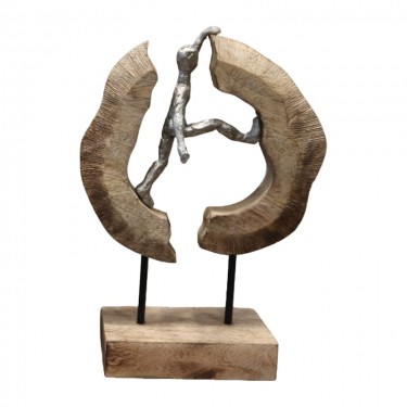 Επιτραπέζιο διακοσμητικό Caren Inart φυσικό μάνγκο ξύλο-αλουμίνιο 19x10x29εκ Υλικό: MANGO WOOD-ALUMINUM IRON 312-000003