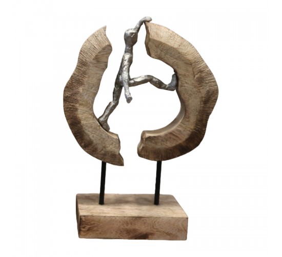 Επιτραπέζιο διακοσμητικό Caren Inart φυσικό μάνγκο ξύλο-αλουμίνιο 19x10x29εκ Υλικό: MANGO WOOD-ALUMINUM IRON 312-000003