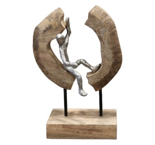 Επιτραπέζιο διακοσμητικό Vualo Inart φυσικό μάνγκο ξύλο-αλουμίνιο 18x10x26εκ Υλικό: MANGO WOOD-ALUMINUM IRON 312-000004