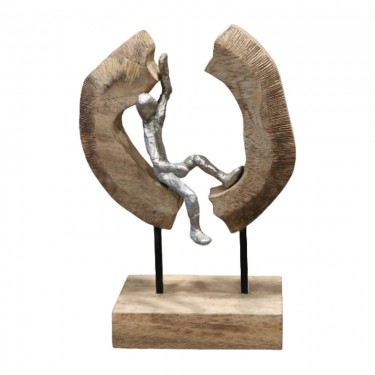 Επιτραπέζιο διακοσμητικό Vualo Inart φυσικό μάνγκο ξύλο-αλουμίνιο 18x10x26εκ Υλικό: MANGO WOOD-ALUMINUM IRON 312-000004